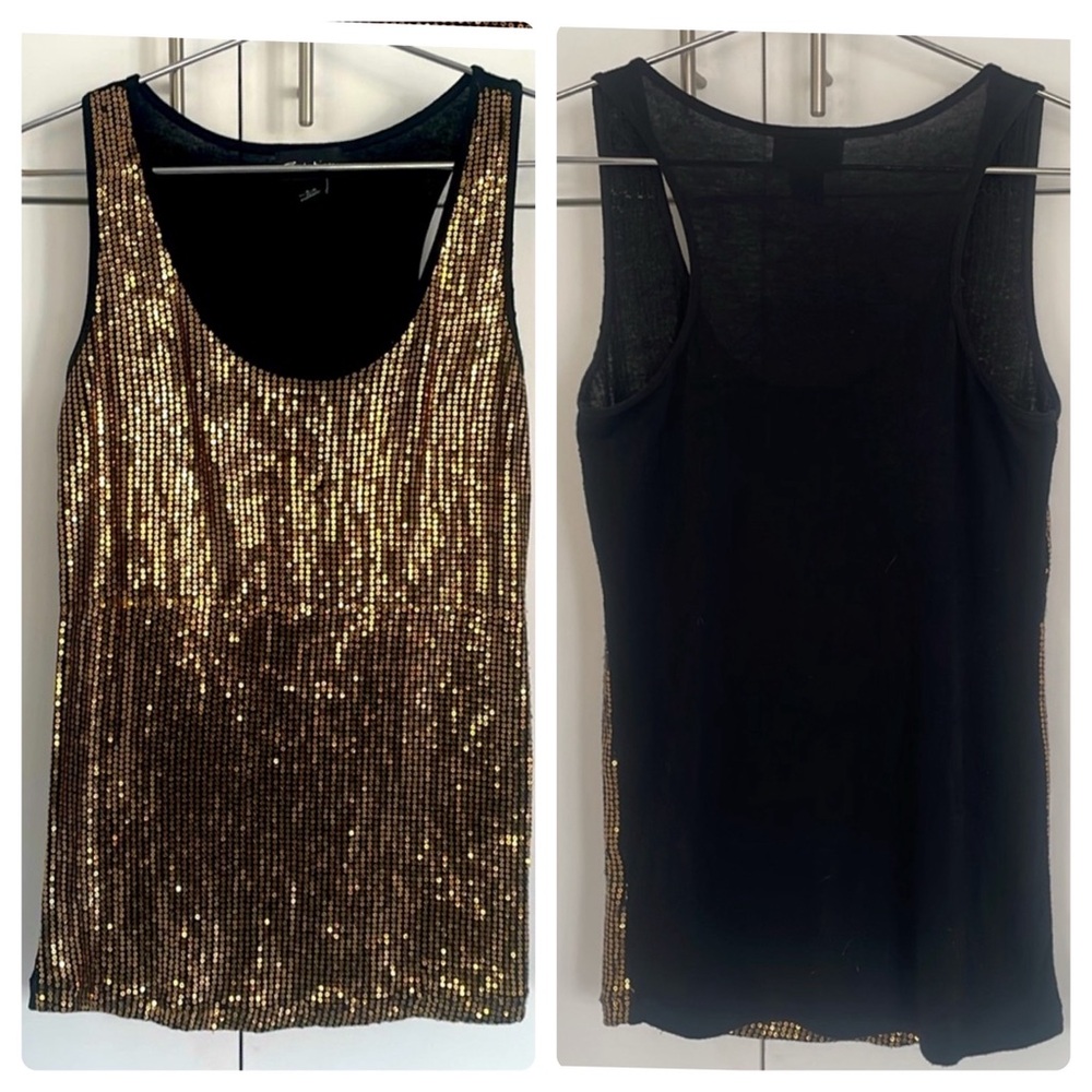 Christmas Holiday Gold Sequins Tank Top - Picture 3 of 11